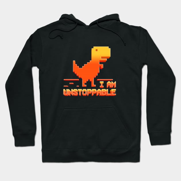 I am unstoppable - cute dinosaur error page design - pixel design Hoodie by The lantern girl